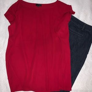 Red short sleeved blouse